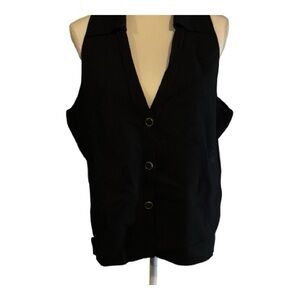 NWT Futre Collective By Jenee Naylor V-Neck Black Button up Vest With Collar